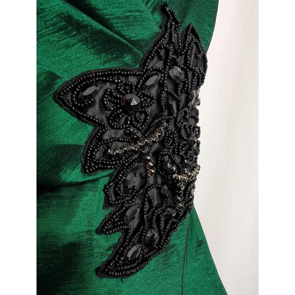 City Triangles Green Strapless Bubble Mini Dress Size 7 Beaded K1 Goth Glam